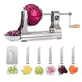 WellToBe 6-Blade Vegetable Spiralizer Spiral Slicer Veggie Pasta Spaghetti Maker for Healthy Low Carb/Paleo/Gluten - 304 Food Stainless Steel Body