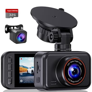 E-YEEGER Dash Cam Front and Rear, 2.5K Dual Dash Camera for Cars, 2560P Mini Car Camera, 2 inch IPS Screen, 32GB Card Included, WDR Night Vision, 24 Hours Parking Monitor, G-Sensor, Support 256 GB Max