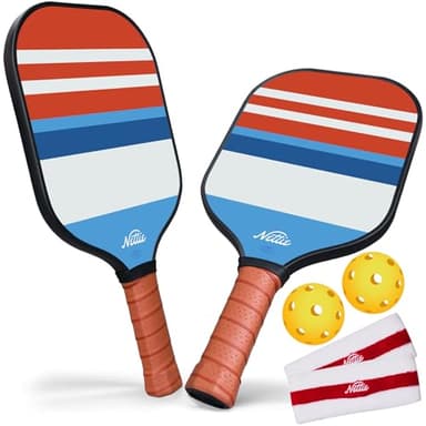 Nettie Pickleball Paddles Set of 2, USAPA Approved Carbon Fiber Pickleball Paddles, 13mm Polymer Core Pickle Ball Rackets 2 Pack for Intermediate, Stylish Pickleball Gifts