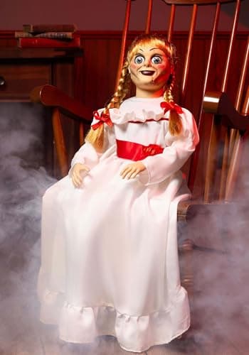Gemmy 25 Inch Annabelle Doll Animatronic Decoration with Head Movement, Eerie Music, Posable Arms | Horror Movie Halloween Display