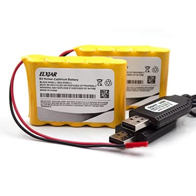 (2-Pack) 6V 800mAh AA Ni-CD Rechargeable Battery Pack with Red JST Plug and USB Charger Cable for Huina 540 Dump 520 Bulldozer 510 Excavator RC Vehicles
