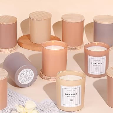 REISEN 12Pcs Assorted Amber Candle Jars for Making Candles, 10oz Empty Candle Jars with Bamboo Lids and Labels, Glass Jars for Candle Making Supplies, Candle Containers for DIY Gifts