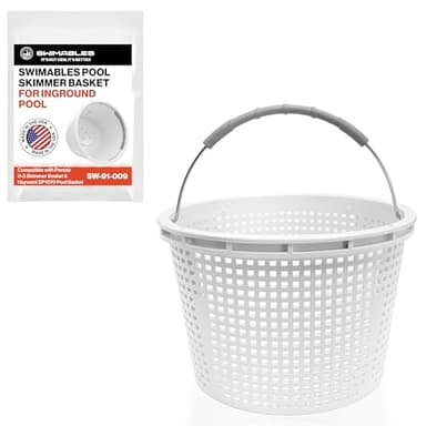 Swimables Pool Skimmer Basket for Inground Pool Compatible with Pentair U-3 Skimmer Basket and Hayward SP1070 Pool Basket | Built-in Brass Weight | 316 Stainless Steel Handle & Convenient Rubber Grip