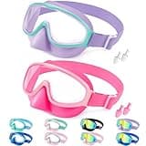 Vvinca Swim Goggles with Nose Cover, Fabric Strap Toddler Kids Swimming Goggles Diving Mask Anti-Fog/UV No Leak for Age 3-15