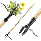 BellaJoyz Weeder - The Original Stand Up Weed Puller Tool Made with Long Handle - Real Bamboo & 4-Claw Steel Head, Weeding Tool Weed Remove Tool for Lawn/Yard
