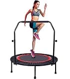 40" Foldable Mini Trampoline for Adults & Kids, Fitness Rebounder with U Shape Adjustable Foam Handle, Indoor Exercise Trampoline, Max Load 330lbs