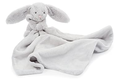 Jellycat Bashful Grey Bunny Soother, 13.5 inches - Security Blanket and Lovey for Babies - Baby Gift