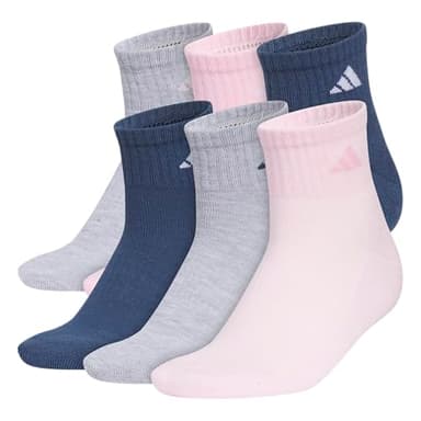 adidas Womens Athletic Cushioned Quarter Ankle Socks (6 Pairs) Durable & Comfortable