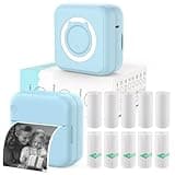 HUIJUTCHEN Pocket Printer for iPhone/Android, Wireless Mini Sticker Printer with 10 Rolls Thermal Paper, Blue-Tooth Thermal Mini Printer Portable for Notes Journal Memo Photo Study, Blue
