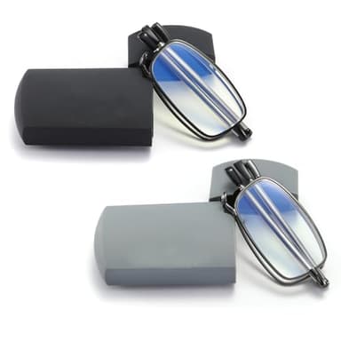 sevenplus 2 Pack Reading Glasses Blue Light Blocking, Anti UV Glare, Foldable Computer Spring Hinge Readers for Women Man 2.5X