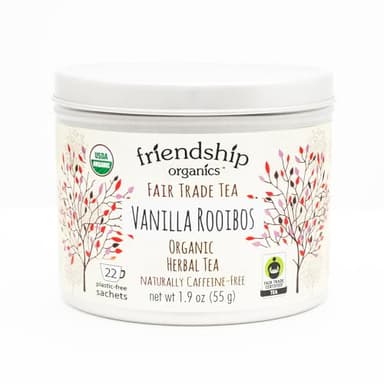 Friendship Organics Vanilla Rooibos Tea Bags, Organic and Fair Trade Herbal 22 Count