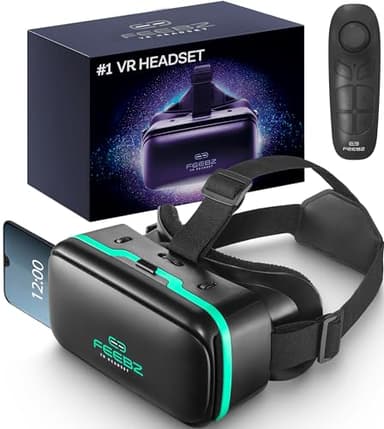 FEEBZ 3D VR Headset for Kids 2.0 + Android Remote - for iPhone & Android Phones | with 3D VR Videos & Apps Links | Virtual Reality Goggles Set for Beginners