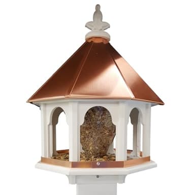 Octagon Wild Bird Feeder Solid Cellular PVC Clear Copper Roof Made in The USA (SBF8C)