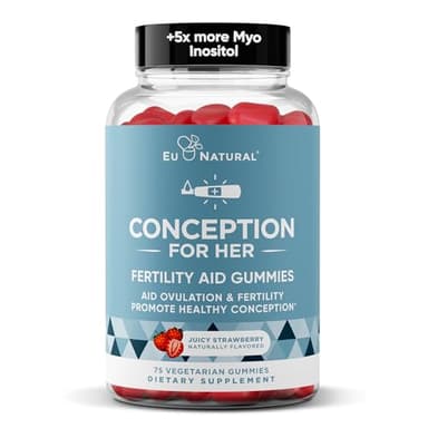 Conception for Her Fertility Gummies - Fertility Supplements for Women with Myo Inositol, Folate & more Essential Nutrients - Delicious Juicy Strawberry Hormone Balance Vitamins, 75 ct Pectin Gummies