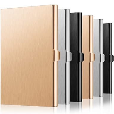 Leinuosen 6 Pieces Aluminum Business Name Card Holder Case Metal Credit Name Card Pocket for Men and Women Stainless Steel Wallet Credit ID Case for Office(2 Black, 2 Silver, 2 Rose Gold)