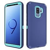 Asuwish Phone Case for Samsung Galaxy S9 Plus Cell Cover Hybrid Rugged Shockproof Hard Protective Drop Proof Full Body Heavy Duty Mobile Accessories Glaxay S9+ 9S 9+ S 9 9plus S9plus Women Blue