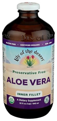 Lily Of The Desert Aloe Vera Juice - Inner Fillet Aloe Vera Drink, Organic Aloe Juice with Natural Vitamins, Digestive Enzymes for Gut Health, Stomach Relief, Wellness, Glowing Skin, 32 Fl Oz