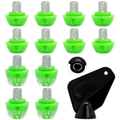 Mengudig Soccer Cleat Studs for adidas, Replacement TPU Football Spikes with Wrench, Lightweight & Durable for adidas Firm Ground Boots, M6 Thread 8x6mm + 4x9mm, 12PCS (Green)