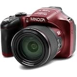 Minolta Pro Shot 20 Mega Pixel HD Digital Camera with 67x Optical Zoom, Full 1080p HD Video & 16GB SD Card (Red)