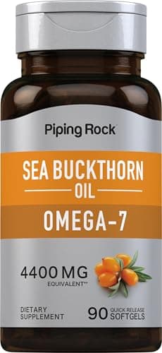 Piping Rock Sea Buckthorn Oil Capsules | 90 Softgels | Sea Buckthorn Berry Extract | with Omega-7 | Gluten Free, Non-GMO