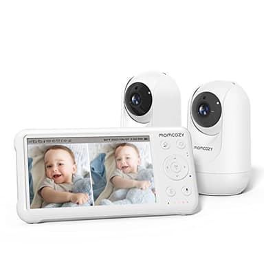 Momcozy Baby Monitor with 2 Cameras 5’’ 1080P Split Screen Video Baby Monitor with Camera and Audio no WiFi for Baby Safety 5000mAh Battery Infrared Night Vision 2-Way Audio 960ft Range Ideal Gift