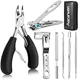 Toenail Clippers for Seniors Thick Toenails, Aucurwen Heavy Duty Toe Nail Clippers Adult Thick Nails Long Handle, Large Toenail Clippers for Thick Nails 7Pcs