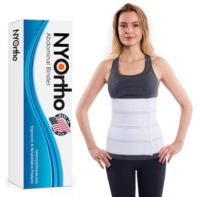 NYOrtho Abdominal Binder 12" 4-Panel - Post-Surgery Compression Belt for Men and Women - Abdominal Support Wrap for Hernia, Back Pain, Core Support, Muscle Injury Recovery - Latex-Free - USA (60"-75")