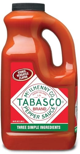 TABASCO® Brand Original Red Pepper Sauce, Medium Hot Sauce, Bulk Plastic Jug, Classic & Versatile, Three Simple Ingredients, For Large Recipes & Marinades, Great on Everything, 64 Fl Oz (Pack of 1)