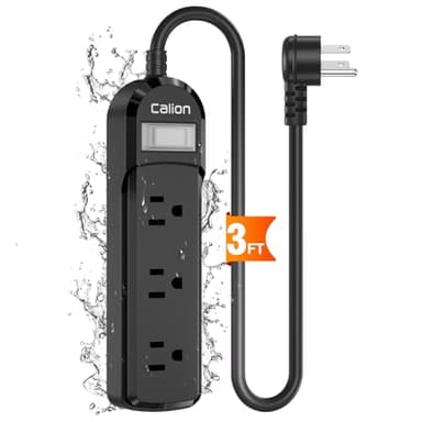 VNJ IPX6 Waterproof Outdoor Surge Protector Power Strip, 3AC Outlets 3FT Cord with On/Off Power Switch Safety Lock ETL Certified for Patio Garden