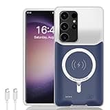 Battery Case for Galaxy S22 Ultra/S23 Ultra, [12000mAh] Slim Portable Protective Fast Charging Case Backup Power Bank Battery Case Compatible with Samsung Galaxy S22 Ultra/S23 Ultra-6.8 inch-Blue