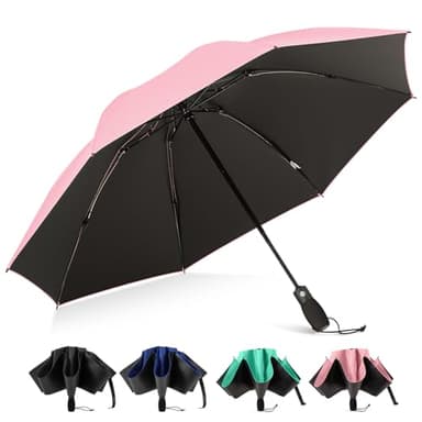 G4Free 46 Inch Reverse Windproof Umbrella for Sun&Rain Strong 8 Ribs Compact Inverted Folding Travel Umbrella Automatic Open Close Fits Car & Backpack