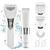 Electric Bikini Epilator for Women, 5 in 1 Hair Removal for Face, Chin, Arm, Leg, Armpit, Bikini Trimmer, IPX6 Waterproof, USB Rechargeable, Wet & Dry Lady Shaver,2 Speeds & 5 Cutter Heads