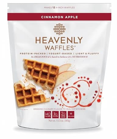 Heavenly Waffles® Mix, Cinnamon Apple, 11g Protein, Yogurt Based, Healthy and Nutritiously Balanced, Superior Tasting Waffles and Pancakes, 13.5 oz Pouch