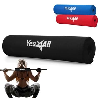Yes4All Foam Bar Pad – Olympic Barbell Pad – Barbell Squat Pad – Barbell Neck Pad for Squats, Hip Thrusts – Weight Lifting Bar Pad (Black, Single)