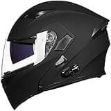 ILM Bluetooth Motorcycle Helmet Modular Flip up Full Face Dual Visor Mp3 Intercom FM Radio DOT Model 902BT(Matte Black, Large)