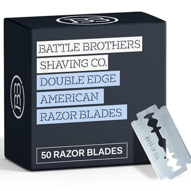 Made in USA Double Edge Razor Blades (50-Pack) – Stainless Steel, Smooth & Sharp | Fits All DE Safety Razors | Battle Brothers