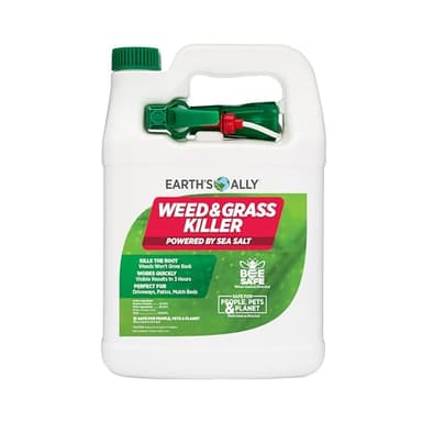 Earth's Ally Grass and Weed Killer Spray - Natural OMRI Listed Glyphosate-Free Herbicide Weed Killers for Patios, Driveways and Sidewalks - Ready-to-Use Formula - Bee, Pet & Kid Safe - 1 Gallon