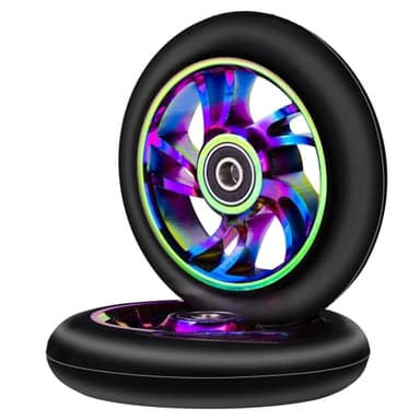 NONMON 2 Pack 100mm Scooter Wheels,88A Replacement Scooter Wheel with ABEC-9 608RS Bearings Installed for Pro Scooters Kick Scooters, Multi-Color