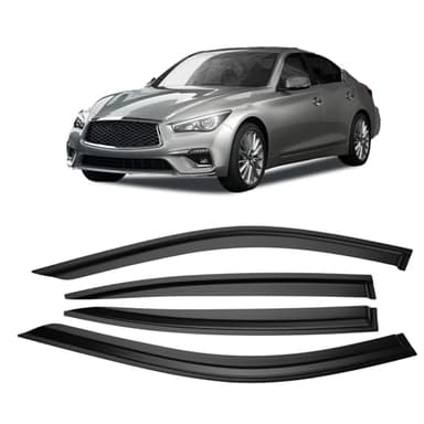 Kinwrdsn Tape-on Sun/Rain Guard Side Window Visor Deflectors Rain Guards for Infiniti Q50 2014-2020，Window deflectors