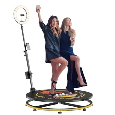 MWE 360 Photo Booth Machine for Parties with Flight Case,RGB Strip Light,Software APP Remote Automatic 360 Spin Camera Video Booth for 1-3 People (23'')