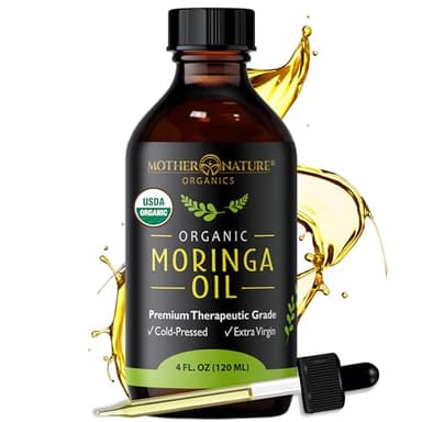 Organic Moringa Oil for Hair & Skin - Cold Pressed, Pure Face Oil for Glow, Hydration & Frizz Control - 4oz