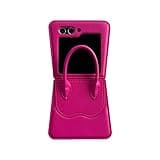 NiceKing for Samsung Galaxy Z Flip 5 Case Luxury Leather Handbag Flip Phone Case Galaxy Z Flip5 Cute Girls Women Samsung Flip Z 5 Protective Cover (Rose Red)