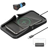 Wireless Car Charger Pad, REESTECQI Large Wireless Charging Pad for Car Non Slip Car Phone Holder Wireless Charger Compatible with iPhone 16 Pro Max 15 14 13 12, Samsung, Google (1 Meter Cable)