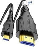 Cratree 8K 4k Micro HDMI to HDMI Cable 6.6FT,8K@60hz,4K@120hz,Ultra High Speed HDMI to Micro HDMI Support HDR eARC Dolby Compatible with GoPro Hero 7 6 5 4,Raspberry Pi 4,Sony Camera,Nikon
