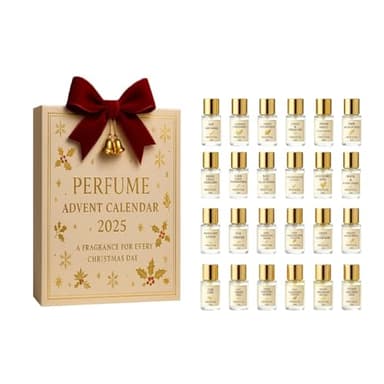 Valentine's Days Advent Calendar,Perfume Advent Calendar 2025, 24 Days of Fragrance, Holiday Gift Box with Gold Accents and Velvet Bow, 7.28 x 5.91 x 2.17 Inches