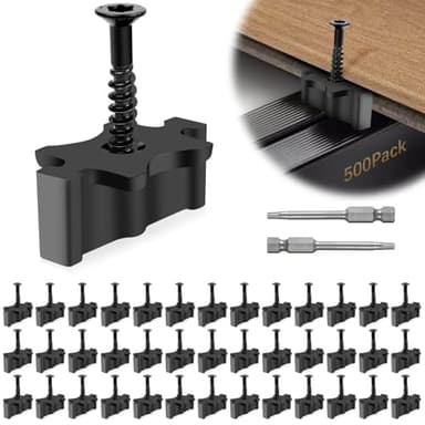 Gyykzz 500 Pack Hidden Deck Fasteners for Composite Decking Board, Composite Decking Clips with Metal Deck Screws, Universal Composite Hideaway Fasteners Plastic Clips for Deck Boards