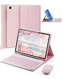 TUNKARMOR Case Keyboard for Samsung Galaxy Tab A9 Plus / A9+ 11inch 2023 - Mouse and Detachable Magnetic Keyboard, Slim Case with S Pen Holder, Auto Sleep/Wake (Pink)