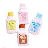 Brccee AC 4PCS Milk Bottle Correction tape Kawaii Cartoon Stationery Cute Students School Office Supplies (Brown, Blue, Yellow, Pink - Delivery with Random Color)