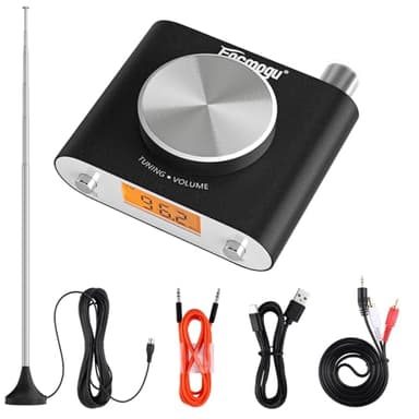 Facmogu FM Radio Receiver, Professional Si4730 Radio Receiver with 33ft Long Cables Antenna, Mini FM Global Frequency HiFi Support Type -C Interface & 3.5mm Audio Output