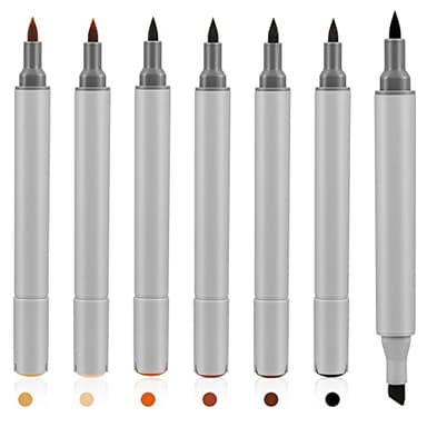 Leinuosen 6 Pack Dual Tip Leather Dye Marker Pens Touch up Pen Shoe Marker Leather Flow Marking Pen for Furniture Scratches Shoe Repair Kit Paint, 6 Colors